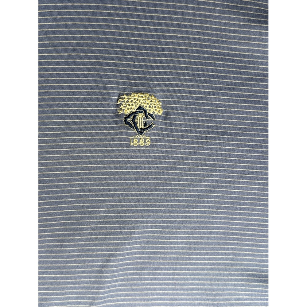 Peter Millar Mens XL Blue Striped 100% Cotton Polo Shirt Crest Logo Short Sleeve - Picture 4 of 16
